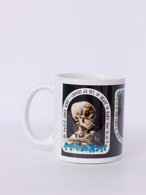 Skull of a Skeleton with Burning Cigarette Mug